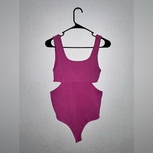 Sage + Stone Ribbed Cutout Bodysuit Size L/XL NWOT